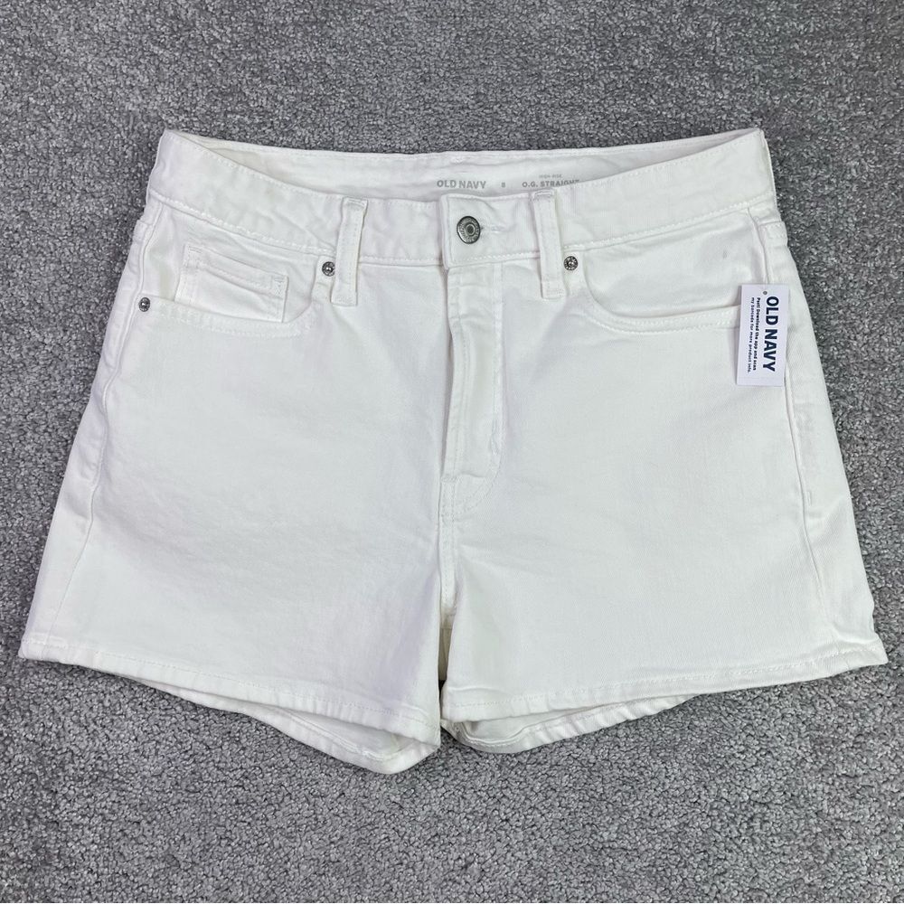 Old Navy Shorts Women's 8 Bright White O.G. Straight High Rise Denim